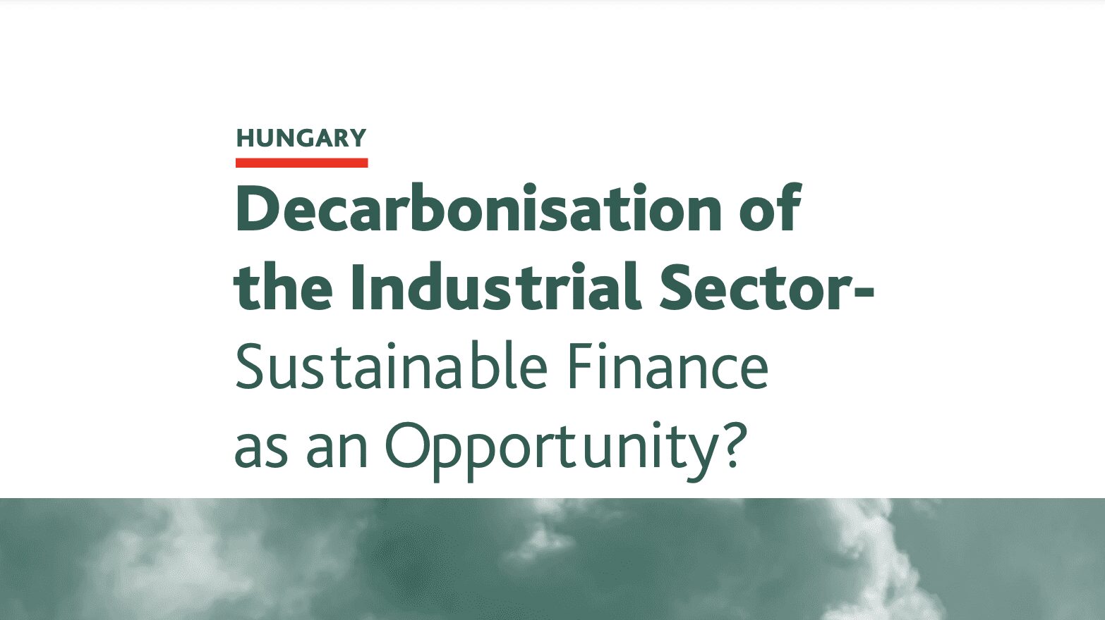 Decarbonisation of the Industrial Sector –  Sustainable Finance as an Opportunity?
